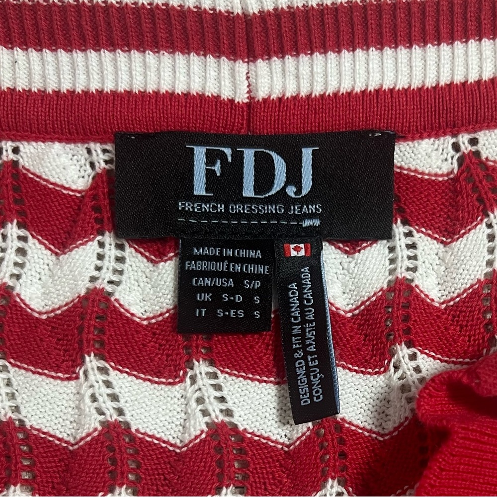 FDJ French dressing jeans 3/4 Sleeve Polo Sweater, Red Stripe size small - Picture 6 of 6